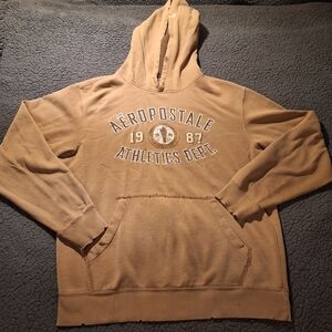 Y2K Aeropostale Hoodie Mens Large Brown Grunge Goth Skater Sweatshirt Pullover